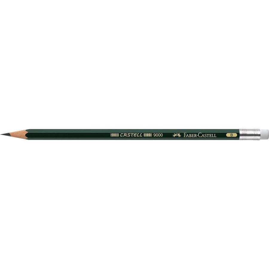 Faber-Castell - Grafitová tužka Castell 9000 s pryží, B
