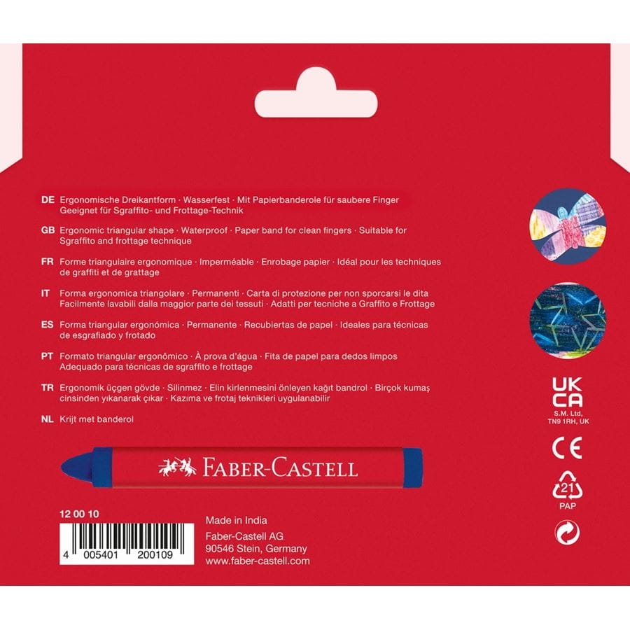 Faber-Castell - Voskovky trojhranné, papírová krabička 12 ks