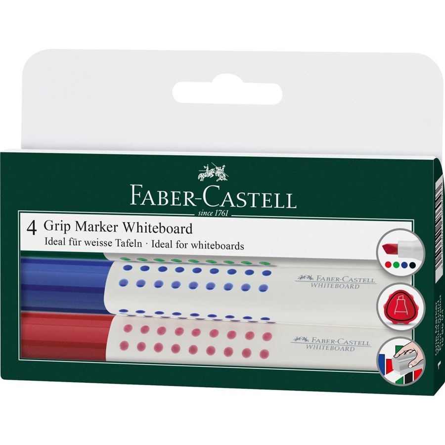 Faber-Castell - Popisovač Grip Whiteboard Marker, seř.hrot, sada 4ks