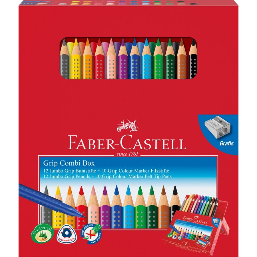 Faber-Castell - Pastelka Jumbo Grip dárková sada 12ks + Grip popisovač