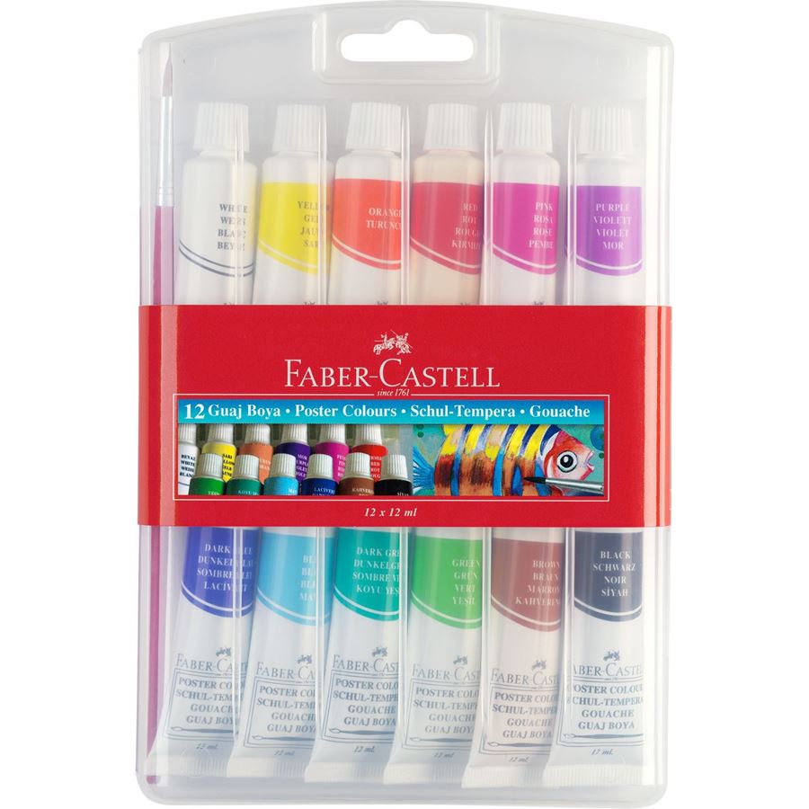 Faber-Castell - Temperové barvy v tubě 12 barev, 12ml