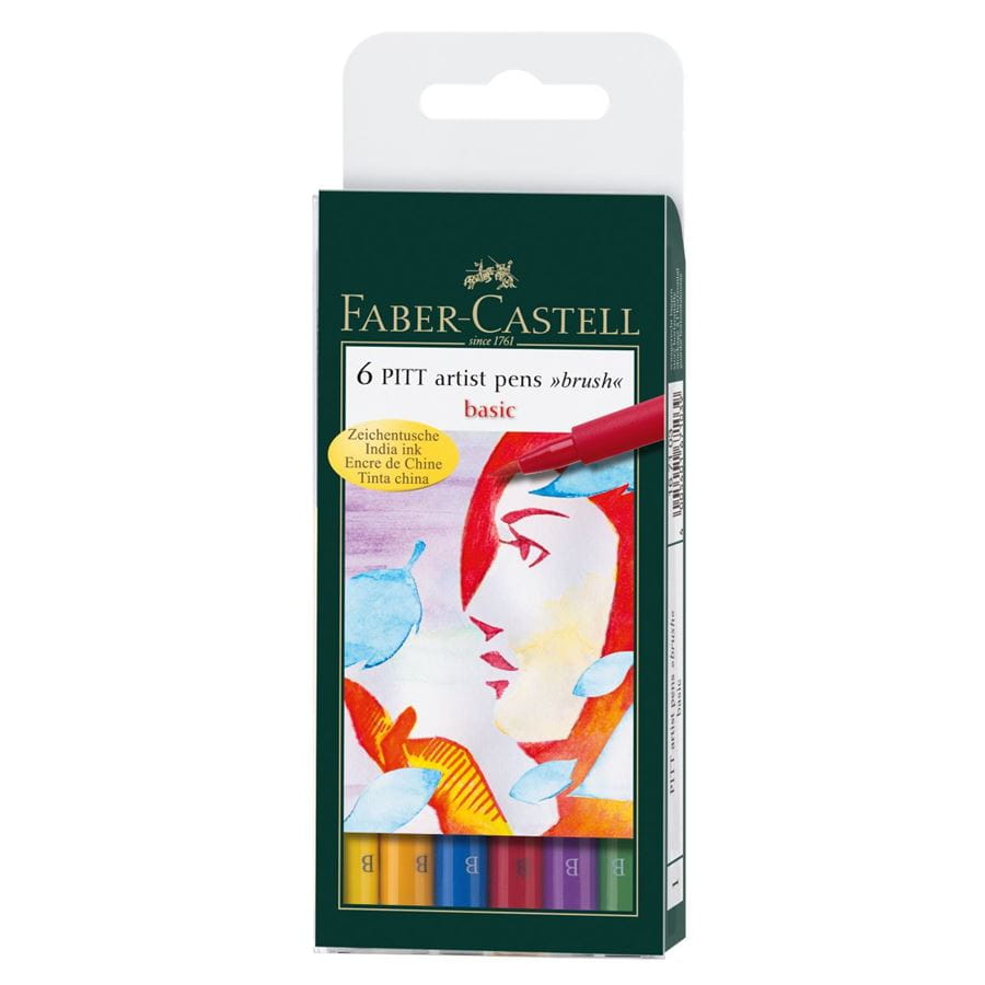 Faber-Castell - Popisovač Pitt Artist Pen Basic, 6ks základní barvy