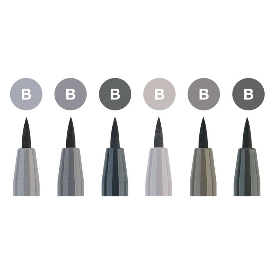 Faber-Castell - Popisovač Pitt Artist Pen Shades of Grey, 6ks odstíny šedé
