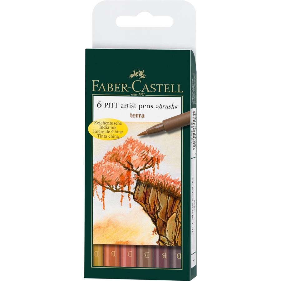 Faber-Castell - Popisovač Pitt Artist Pen Terra, 6ks , barvy zěmě