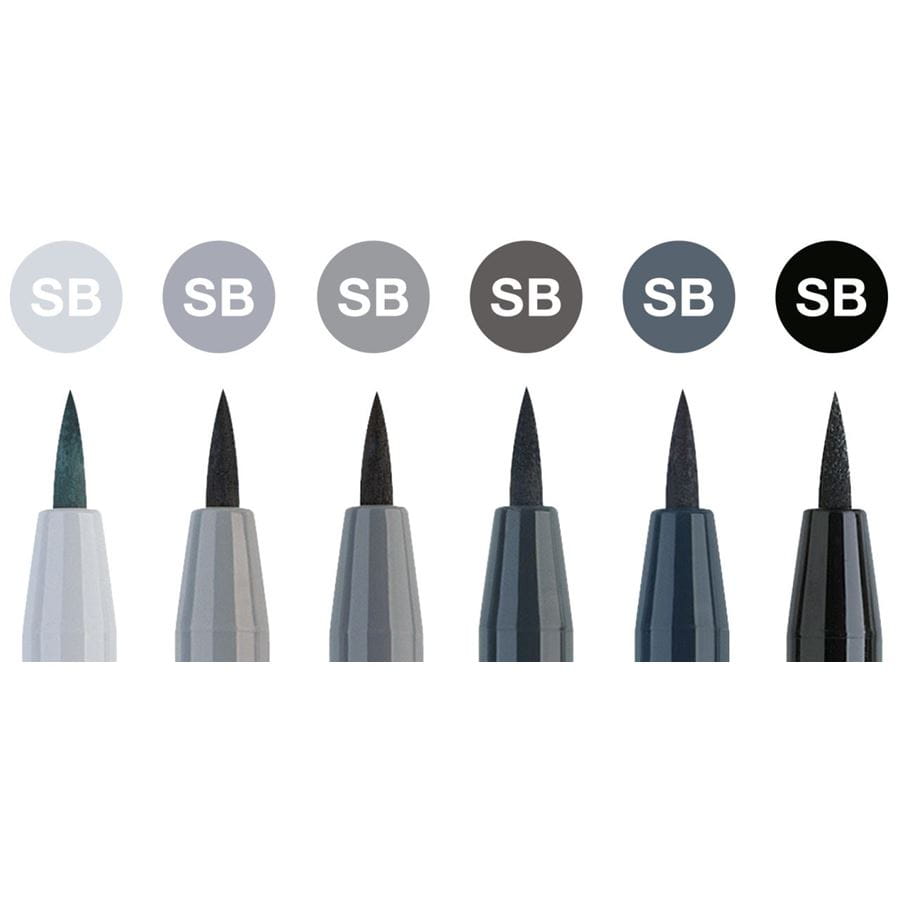 Faber-Castell - Popisovač Pitt Artist Pen Soft Brush, plast.pouzdro 6ks