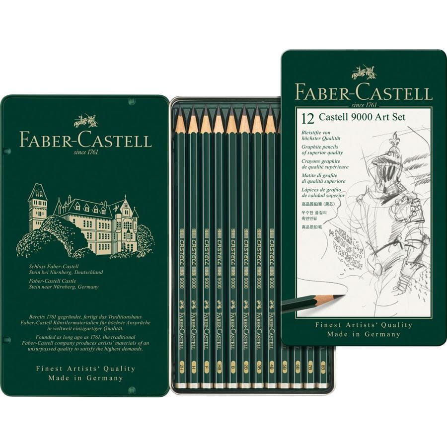 Faber-Castell - Grafitová tužka Castell 9000, plechová krabička 12 ks