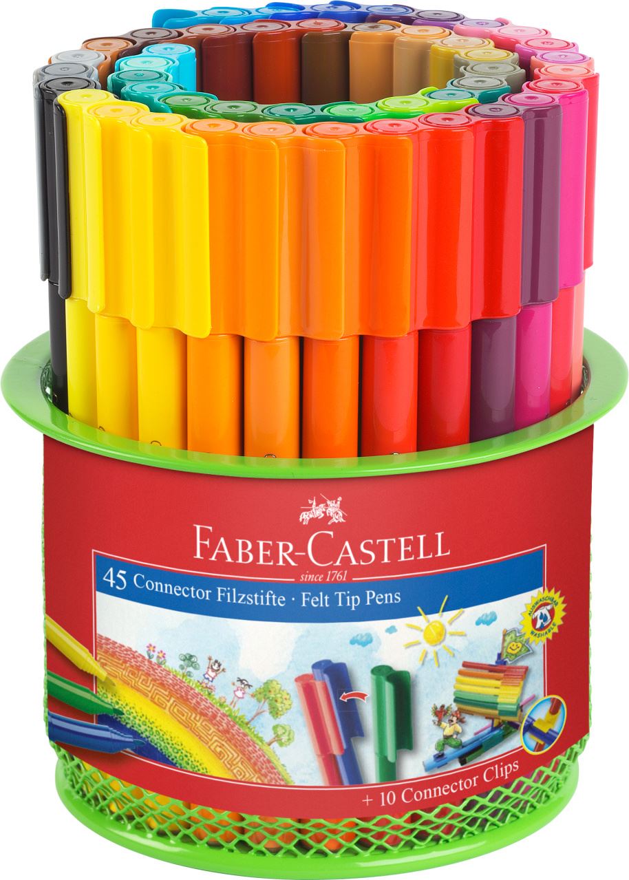 Faber-Castell - Popisovače Connector, stolní košík 45 ks