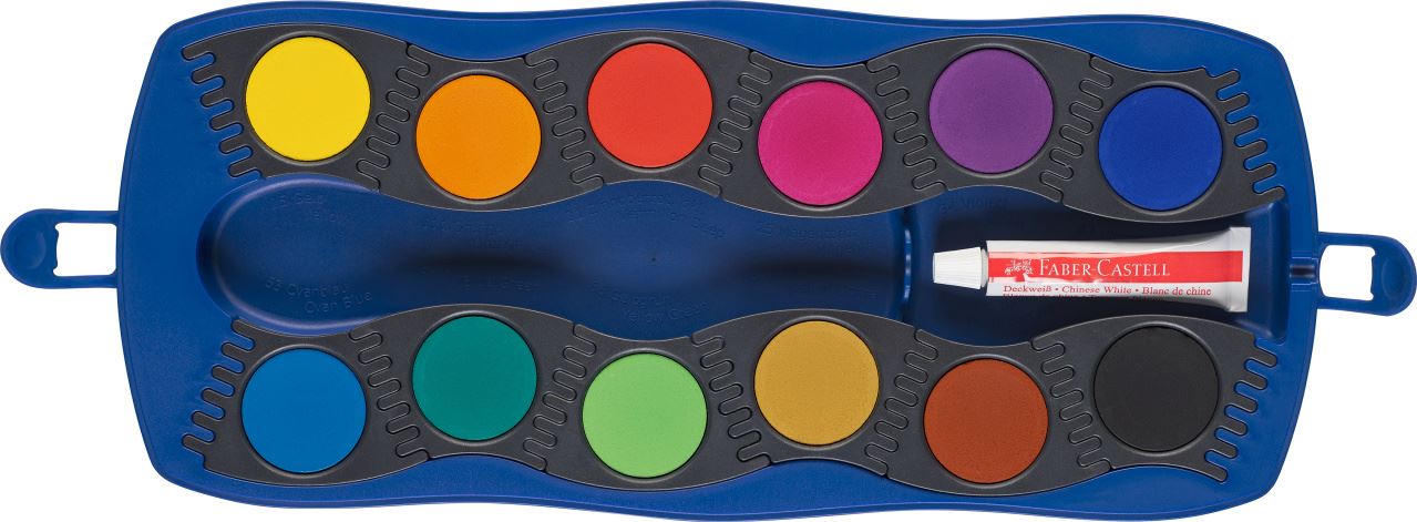 Faber-Castell - Vodové barvy Connector, modrá paleta, 12 barev