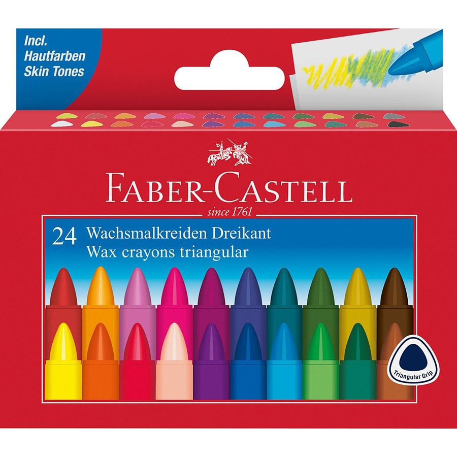Faber-Castell - Voskovky trojhranné, papírová krabička 24 ks