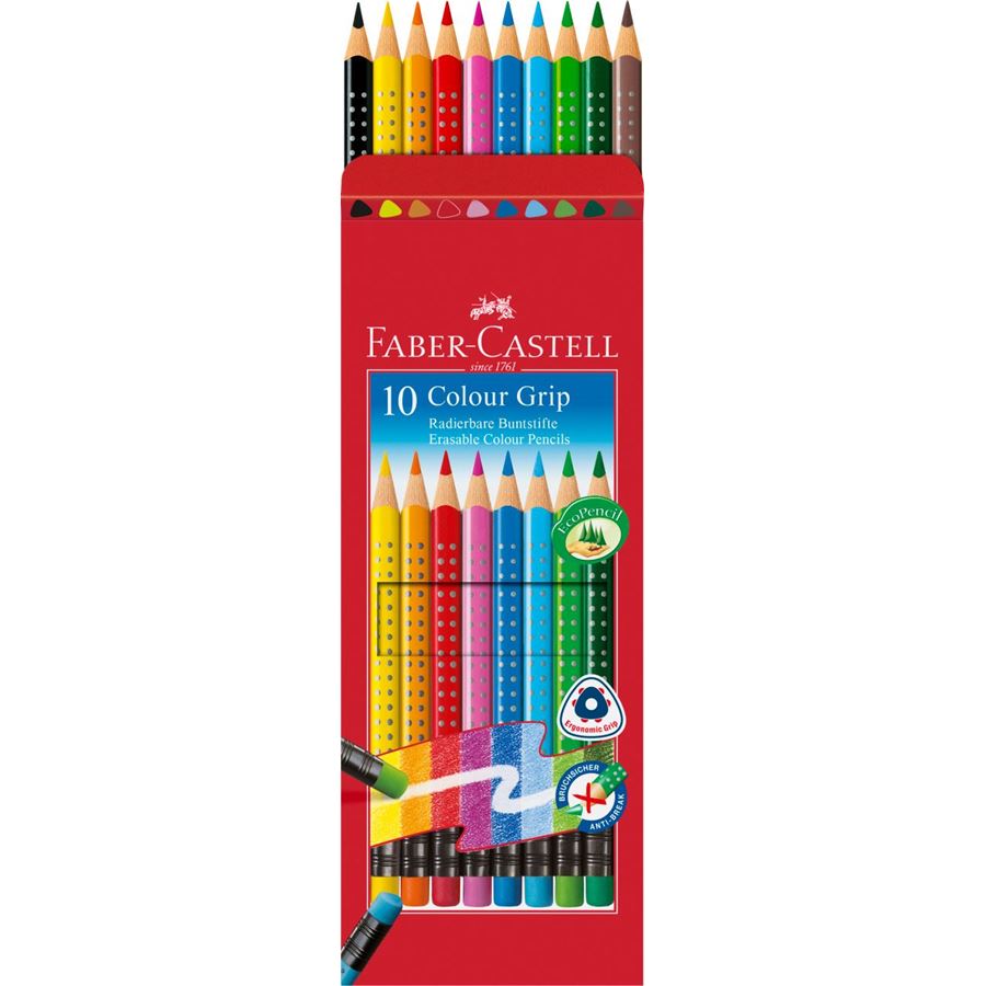 Faber-Castell - Pastelka Colour Grip s pryží, papírová krabička 10 ks