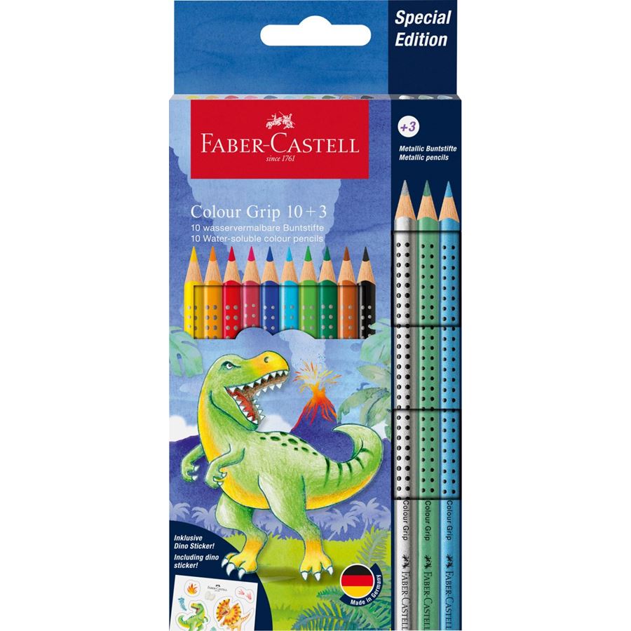 Faber-Castell - Pastelka Colour Grip Dinosaur, pap. krabička 10+3 ks