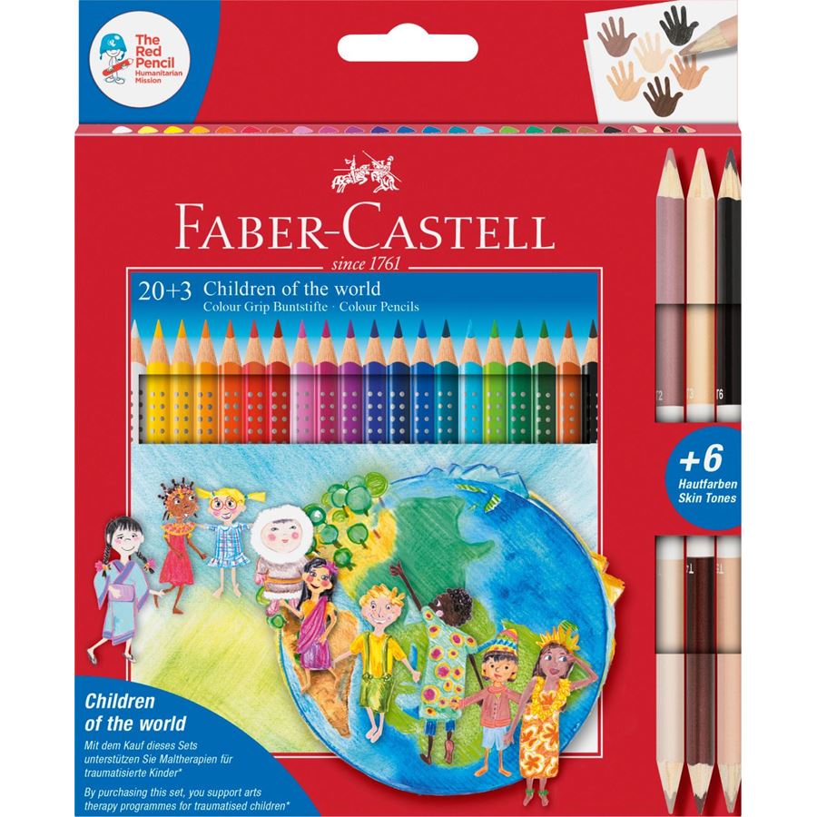 Faber-Castell - Pastelky Grip Children of the world, pap.krabička 20+3 ks