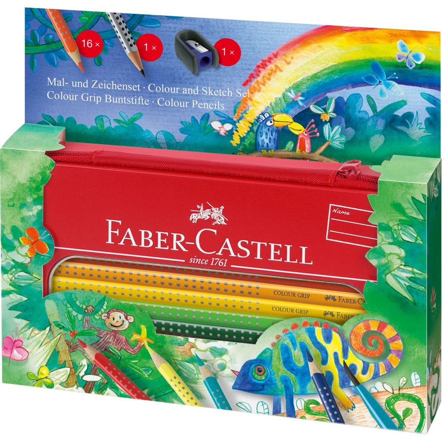 Faber-Castell - Pastelka Grip dárková sada Džungle 17 ks