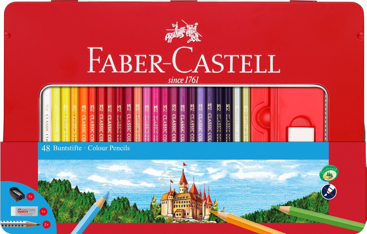 Faber-Castell - Pastelka šestihranná, plechová krabička 48 ks