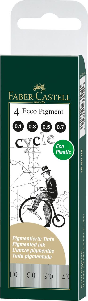 Faber-Castell - Popisovač Ecco Pigment Sada 4ks (0.1,0.3,0.5,0.7mm)