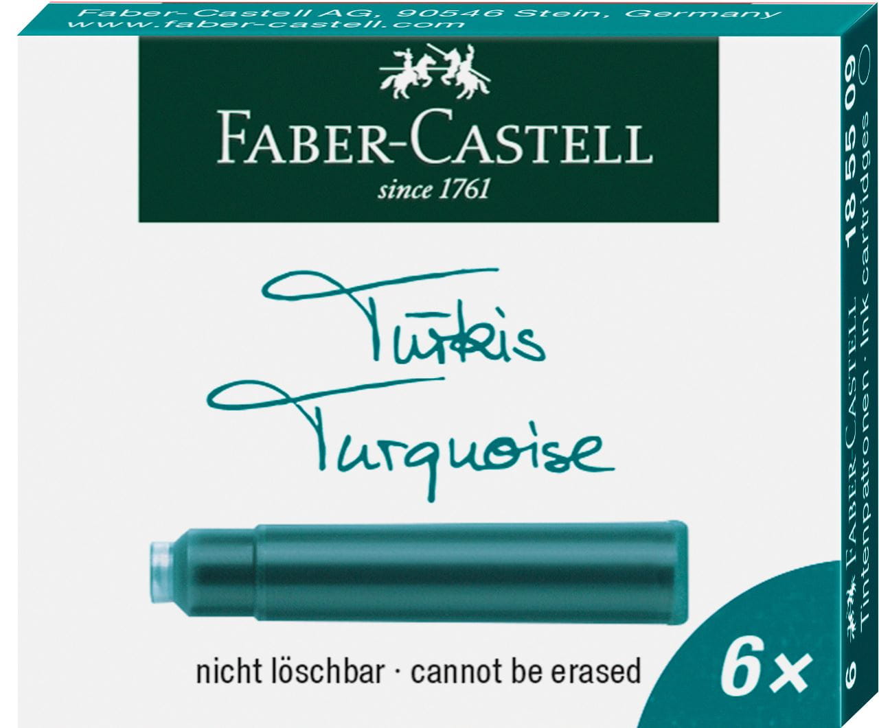 Faber-Castell - Náhradní inkoustové bombičky, tyrkysová barva