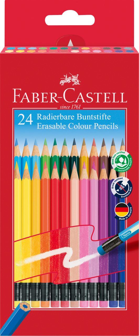 Faber-Castell - Pastelka Classic s barevnou pryží, papírová krabička 24 ks