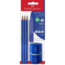 Faber-Castell - Grafitová tužka Grip 2001, sada 3 + 2 ks, modrá