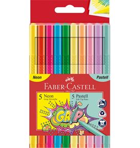 Faber-Castell - Fixy Grip Neon & Pastell, plastové pouzdro 10 ks