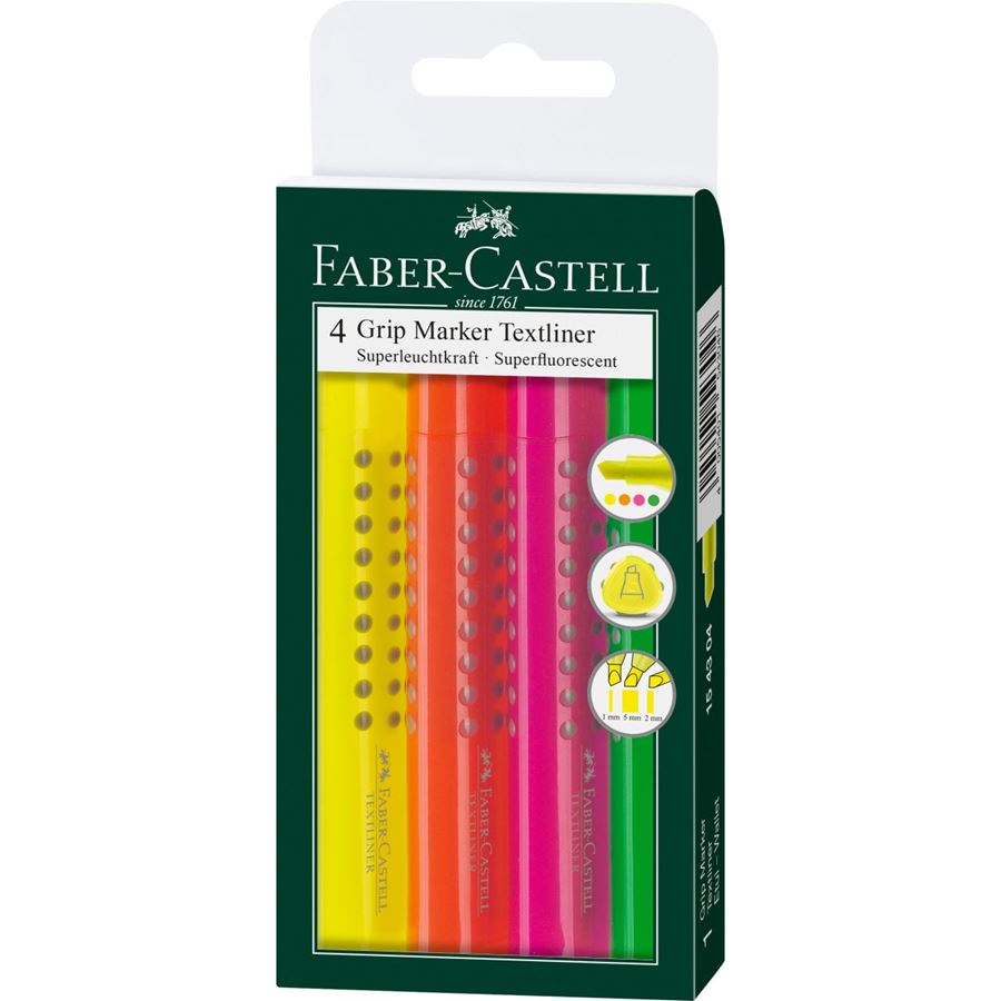 Faber-Castell - Zvýrazňovač Grip Textliner, sada 4 ks