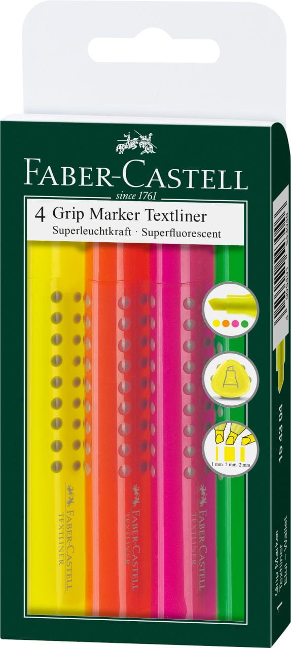 Faber-Castell - Zvýrazňovač Grip Textliner, sada 4 ks