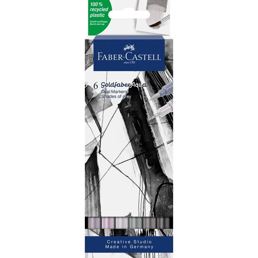 Faber-Castell - Popisovač Goldfaber Aqua Dual, Shades of grey, pap. kr. 6 ks