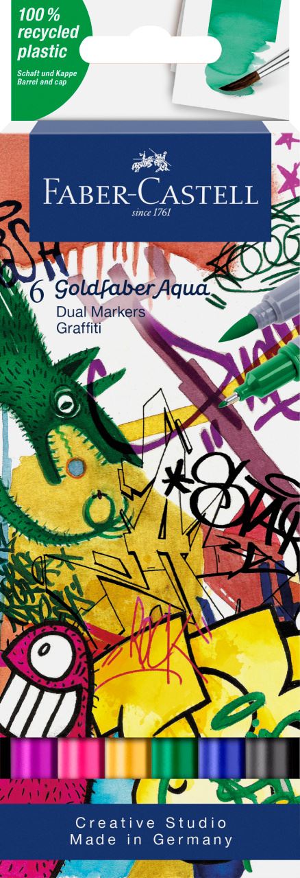 Faber-Castell - Popisovač Goldfaber Aqua Dual, Graffiti, pl. pouzdro 6 ks