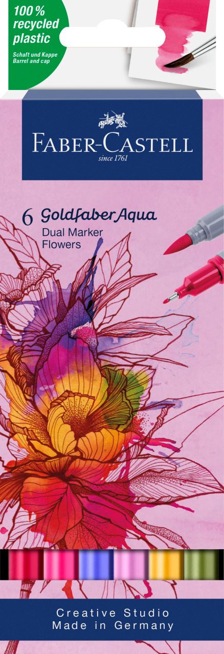 Faber-Castell - Popisovač Goldfaber Aqua Dual, Flowers, pl. pouzdro 6 ks