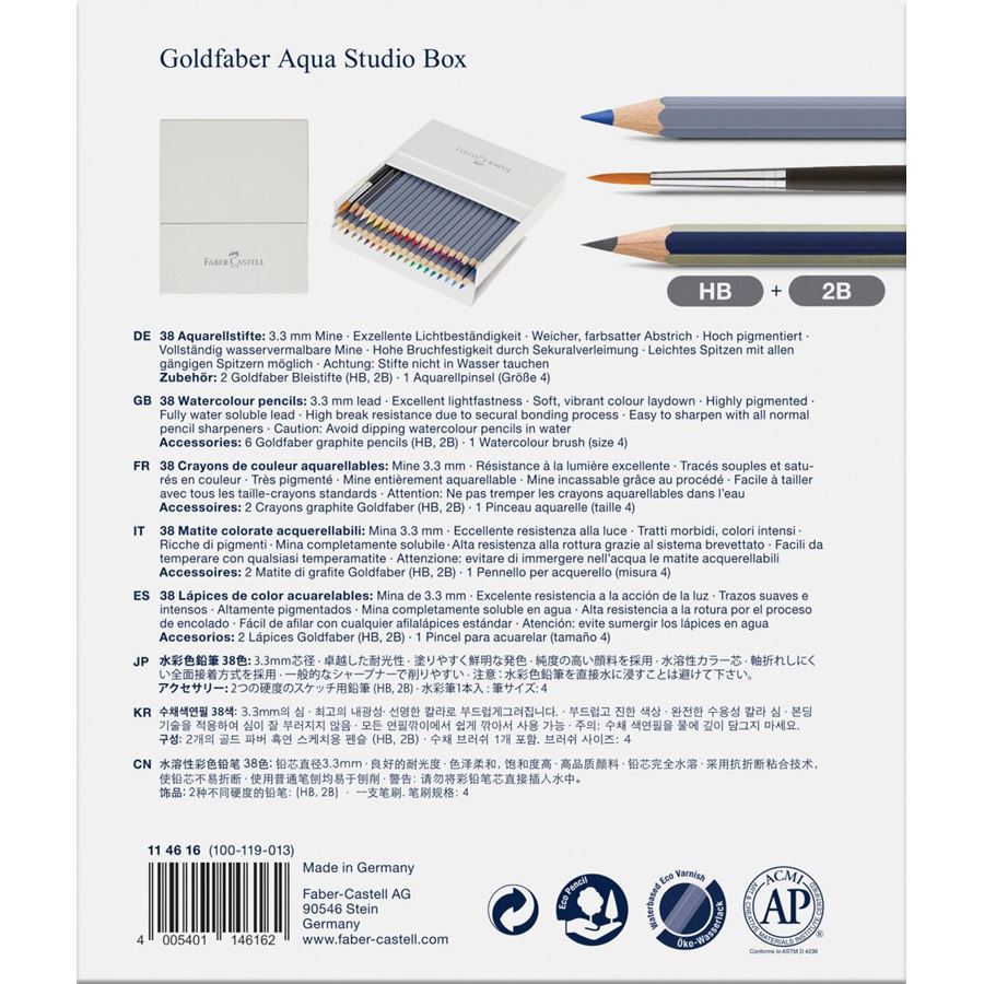 Faber-Castell - Pastelka akvarelová Goldfaber Aqua, studio box 38 ks