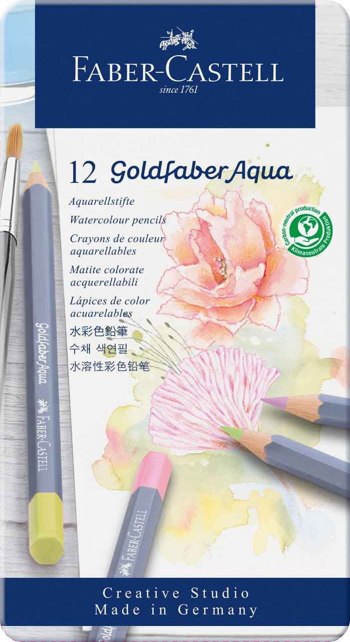 Faber-Castell - Pastelka akvarelová Goldfaber Aqua Pastell, plech.kr. 12 ks