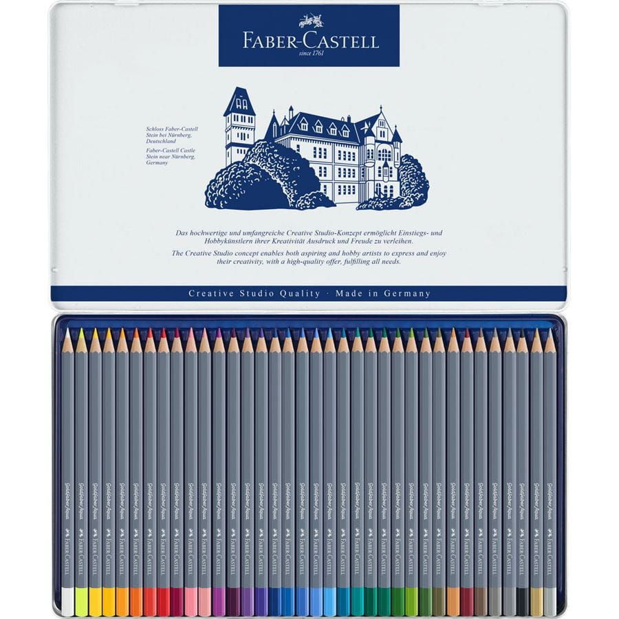 Faber-Castell - Pastelka akvarelová Goldfaber Aqua, plechová krabička 36 ks