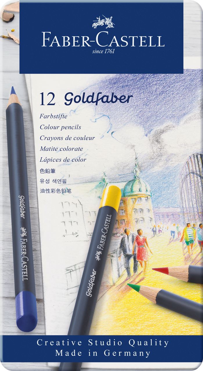 Faber-Castell - Pastelka Goldfaber, plechová krabička 12 ks