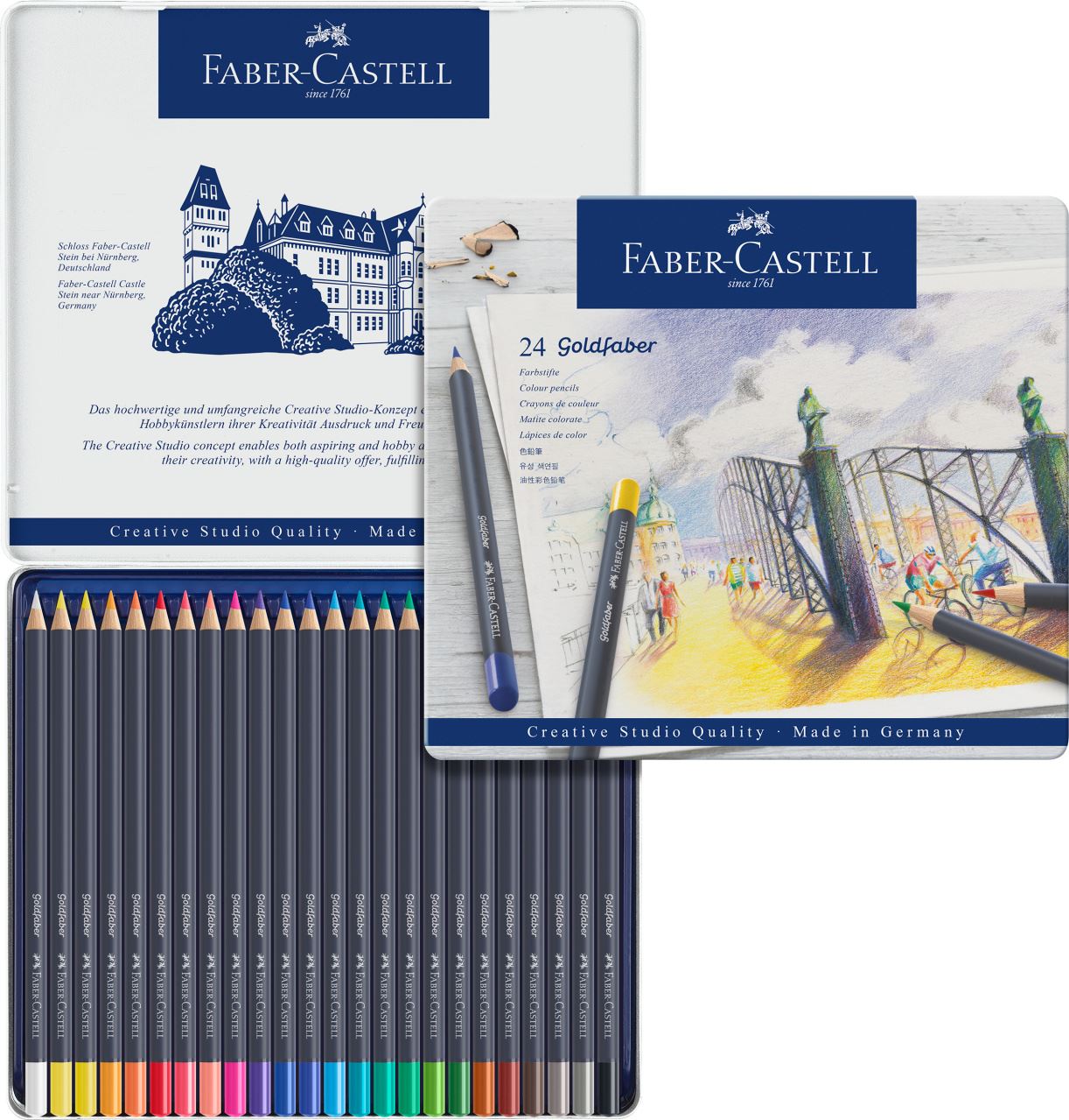 Faber-Castell - Pastelka Goldfaber, plechová krabička 24 ks