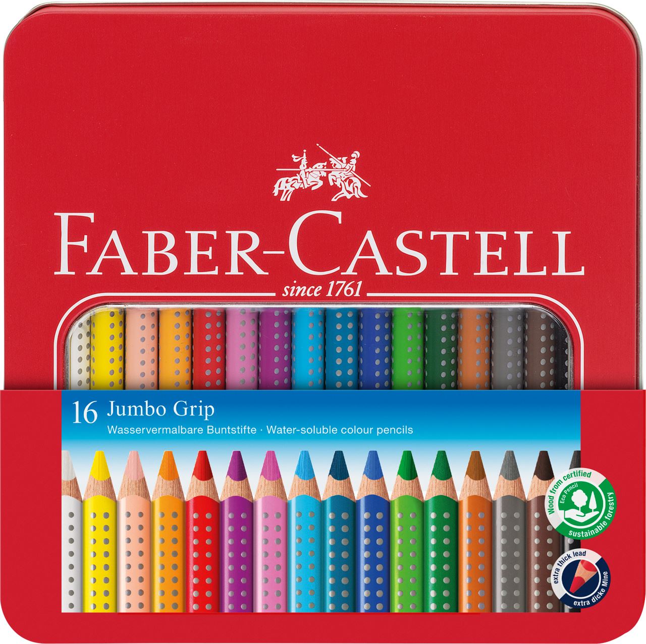 Faber-Castell - Pastelka Jumbo Grip, plechová krabička 16 ks