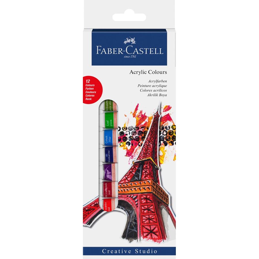 Faber-Castell - Akrylové barvy, papírová krabička 12 ks