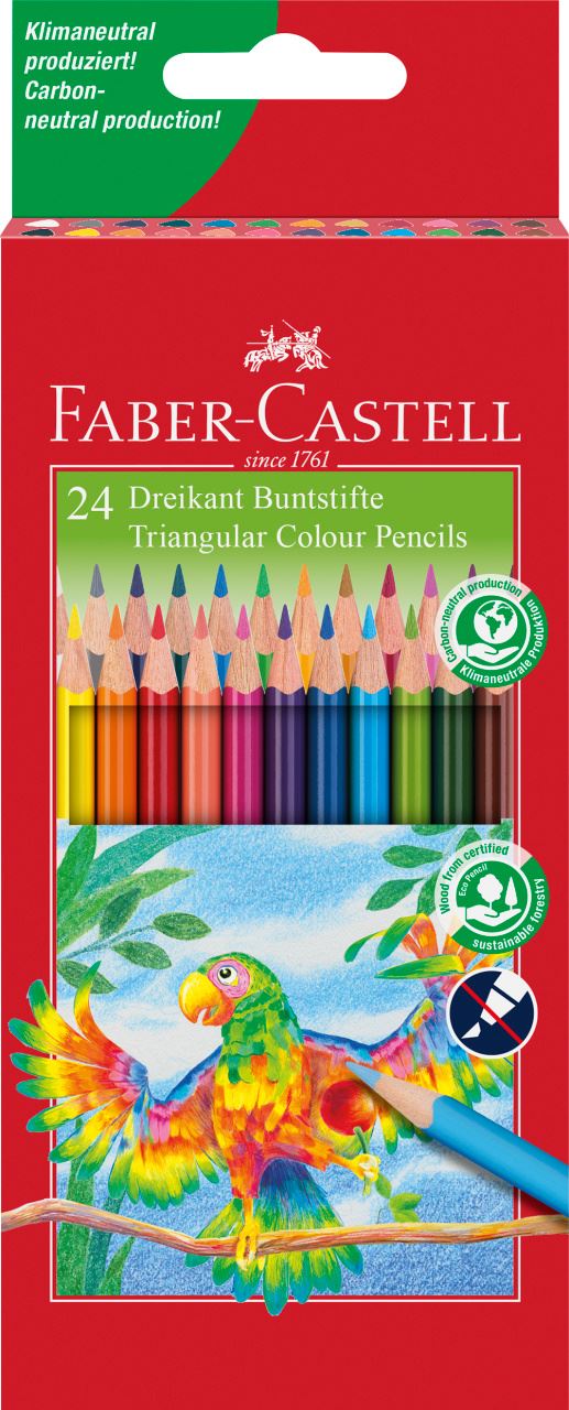 Faber-Castell - Pastelka trojhranná, papírová krabička 24 ks