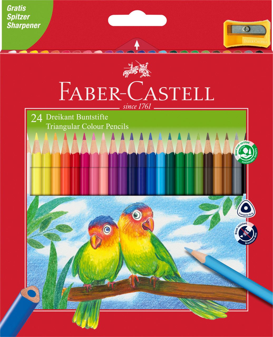 Faber-Castell - Pastelka trojhranná, papírová krabička 24 ks