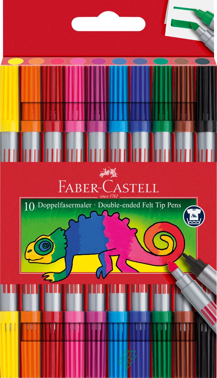 Faber-Castell - Fixy oboustranné, plastové pouzdro 10 ks