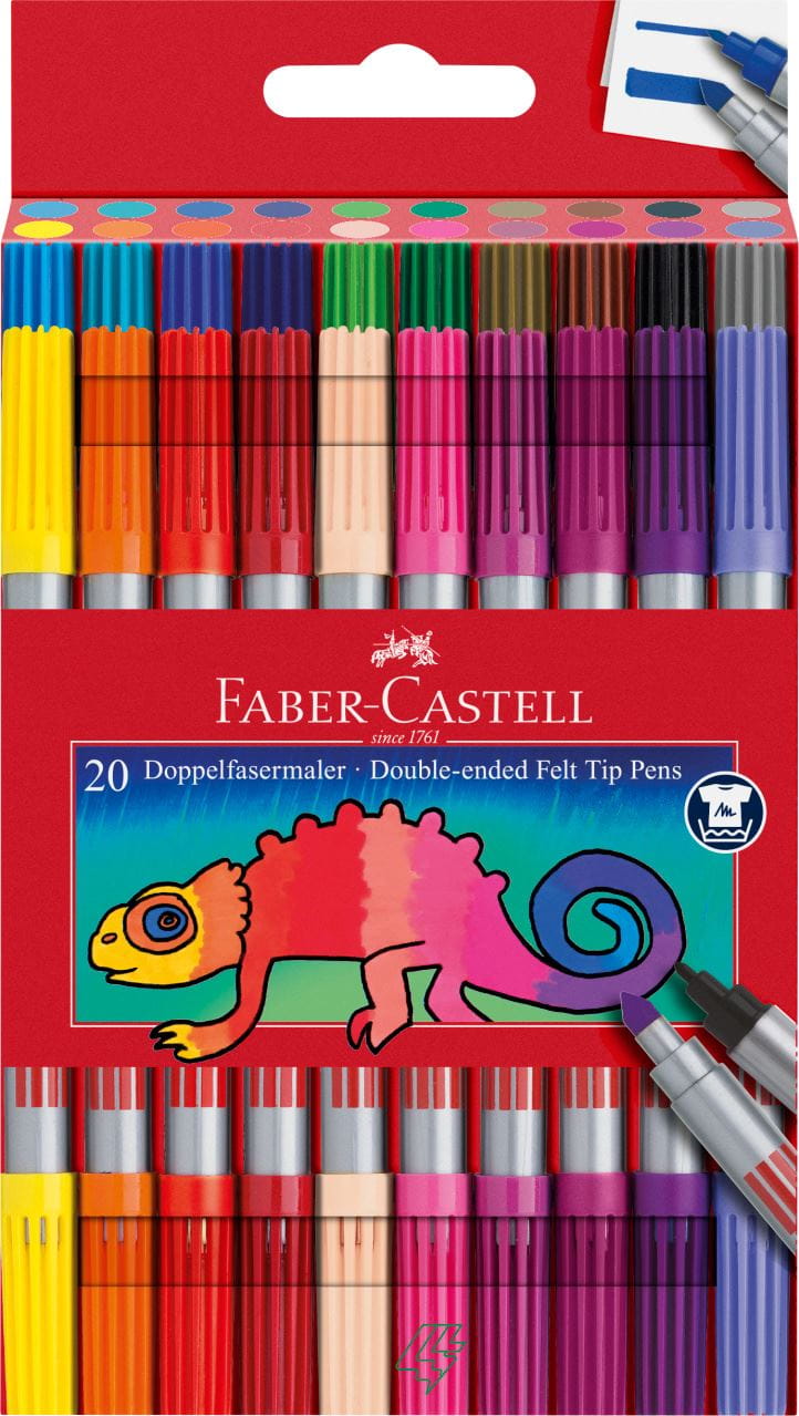 Faber-Castell - Fixy oboustranné, plastové pouzdro 20 ks