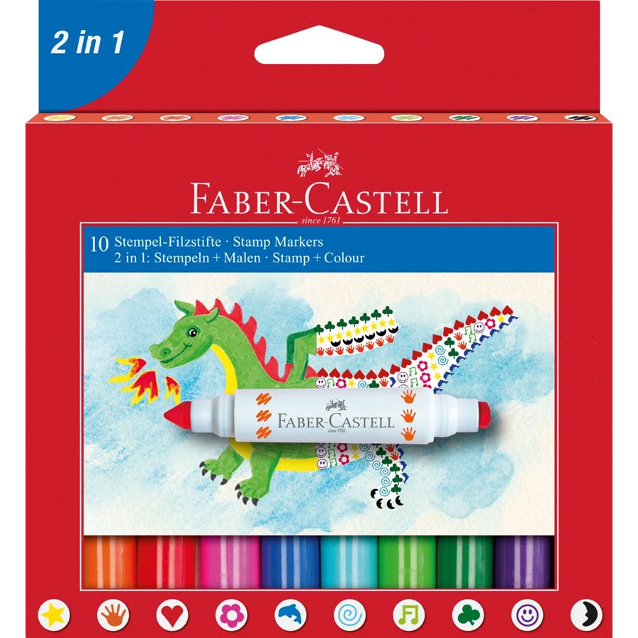 Faber-Castell - Popisovače s razítkem, pap.krabička 10ks