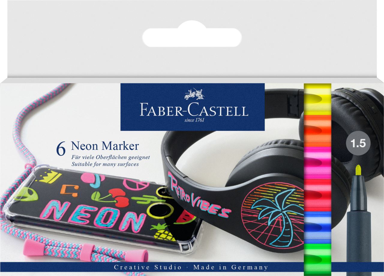 Faber-Castell - Popisovač Neon, papírová krabička 6 ks