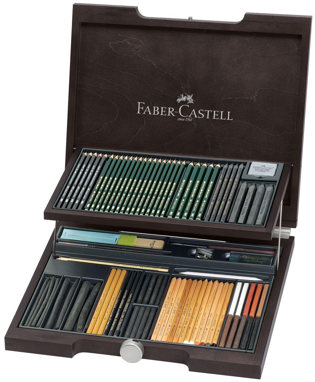 Faber-Castell - Pitt Monochrome, dřevěná kazeta 85 ks