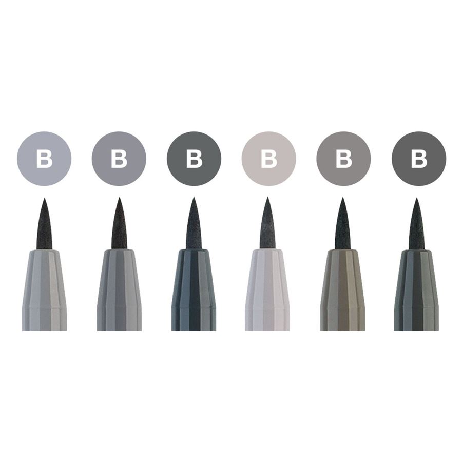 Faber-Castell - Popisovač Pitt Artist Pen Shades of Grey, 6ks odstíny šedé