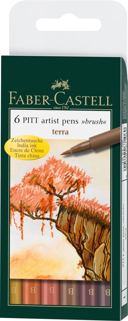 Faber-Castell - Popisovač Pitt Artist Pen Terra, 6ks , barvy zěmě