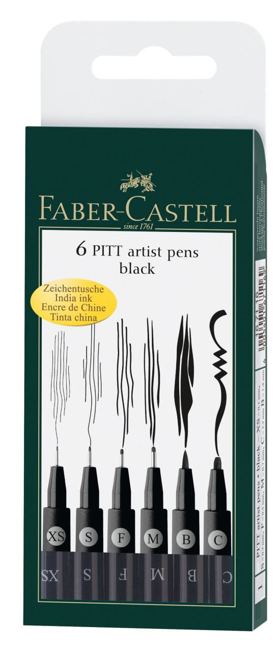 Faber-Castell - Popisovač Pitt Artist Pen, plast.pouzdro 6ks, černá