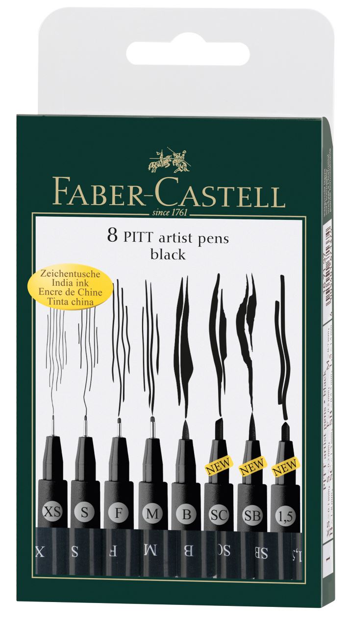 Faber-Castell - Popisovač Pitt Artist Pen, plastové pouzdro 8 ks hrotů)