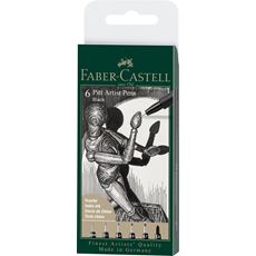 Faber-Castell - Popisovač Pitt Artist Pen, plastové pouzdro 6 ks, černá