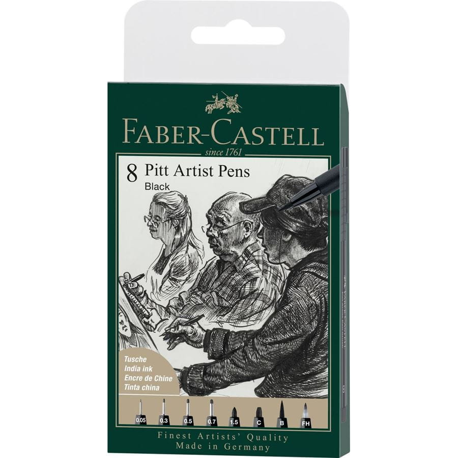Faber-Castell - Popisovač Pitt Artist Pen, plastové pouzdro 8 ks, černá