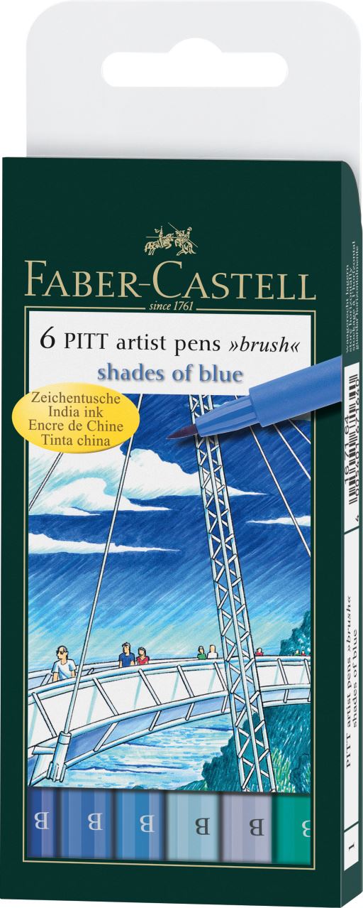 Faber-Castell - Popisovač Pitt Artist Pen Shades of blue, 6ks