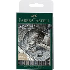 Faber-Castell - Popisovač Pitt Artist Pen, plast. pouzdro 8 ks, Black & Grey